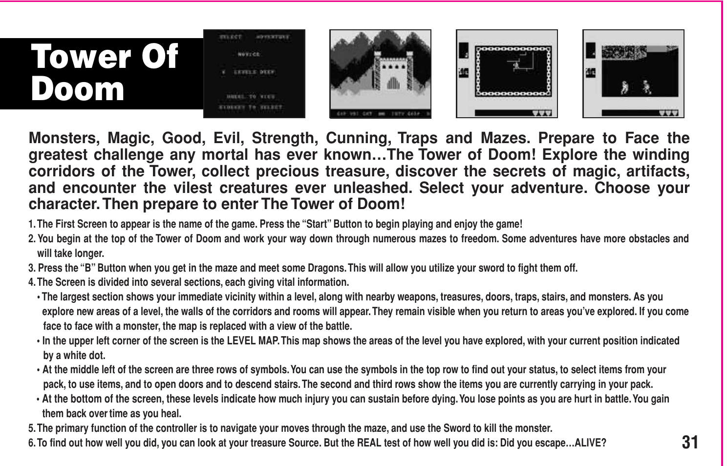 Tower of doom | Intellivision Productions 10400 User Manual | Page 33 / 36