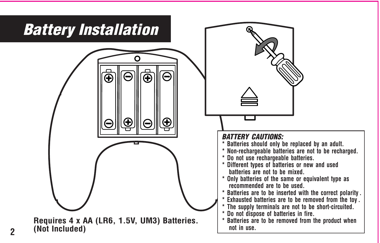 Battery installation | Intellivision Productions 10400 User Manual | Page 4 / 36