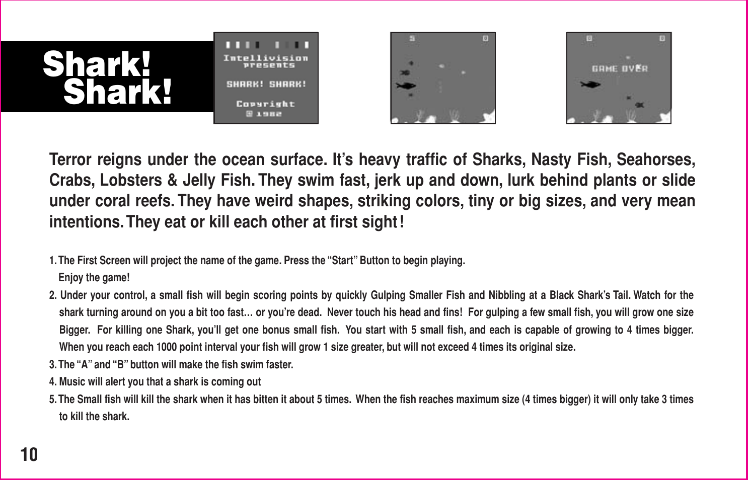Shark | Intellivision Productions 10Video User Manual | Page 12 / 20