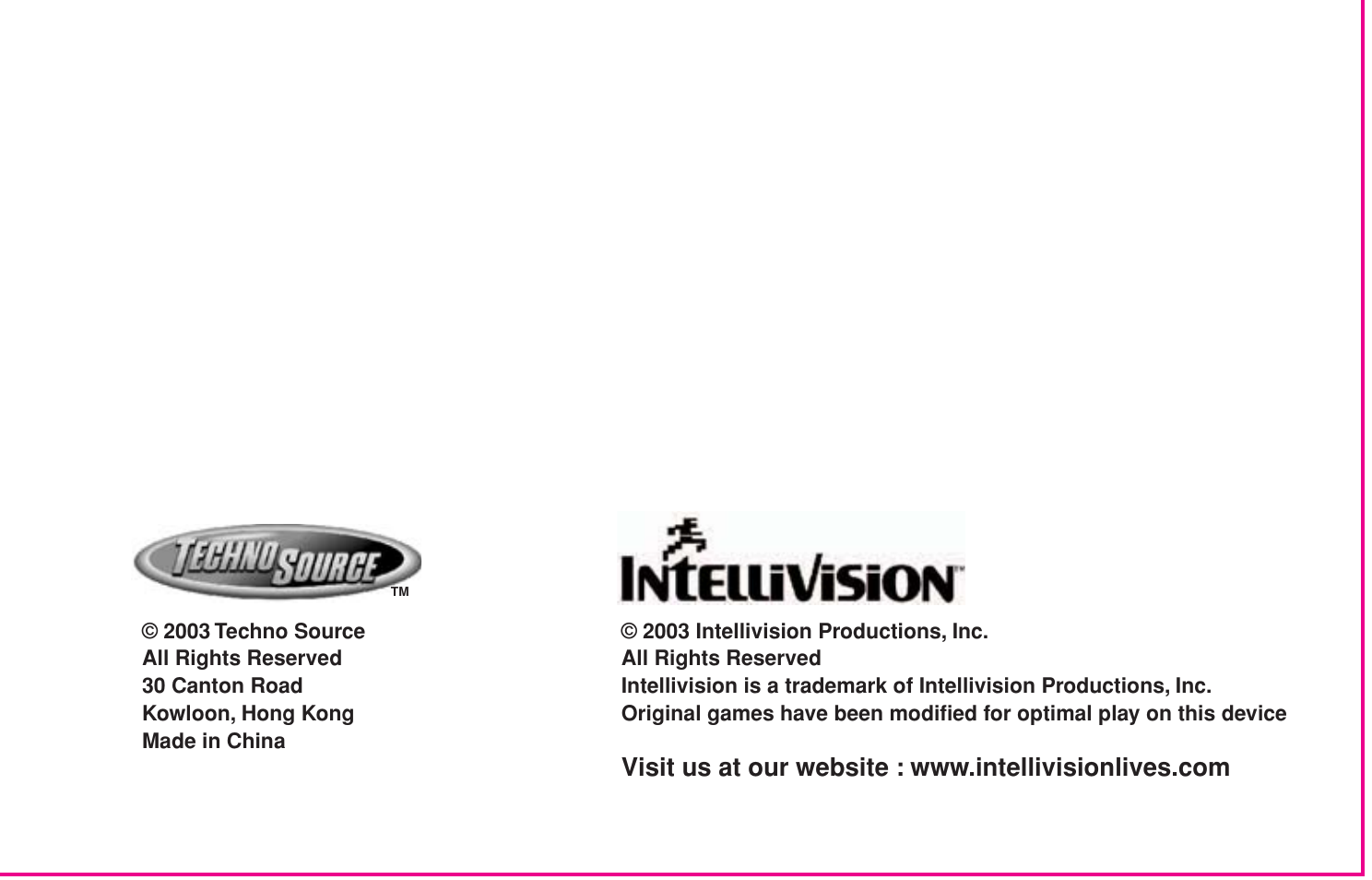 Intellivision Productions 10Video User Manual | Page 20 / 20