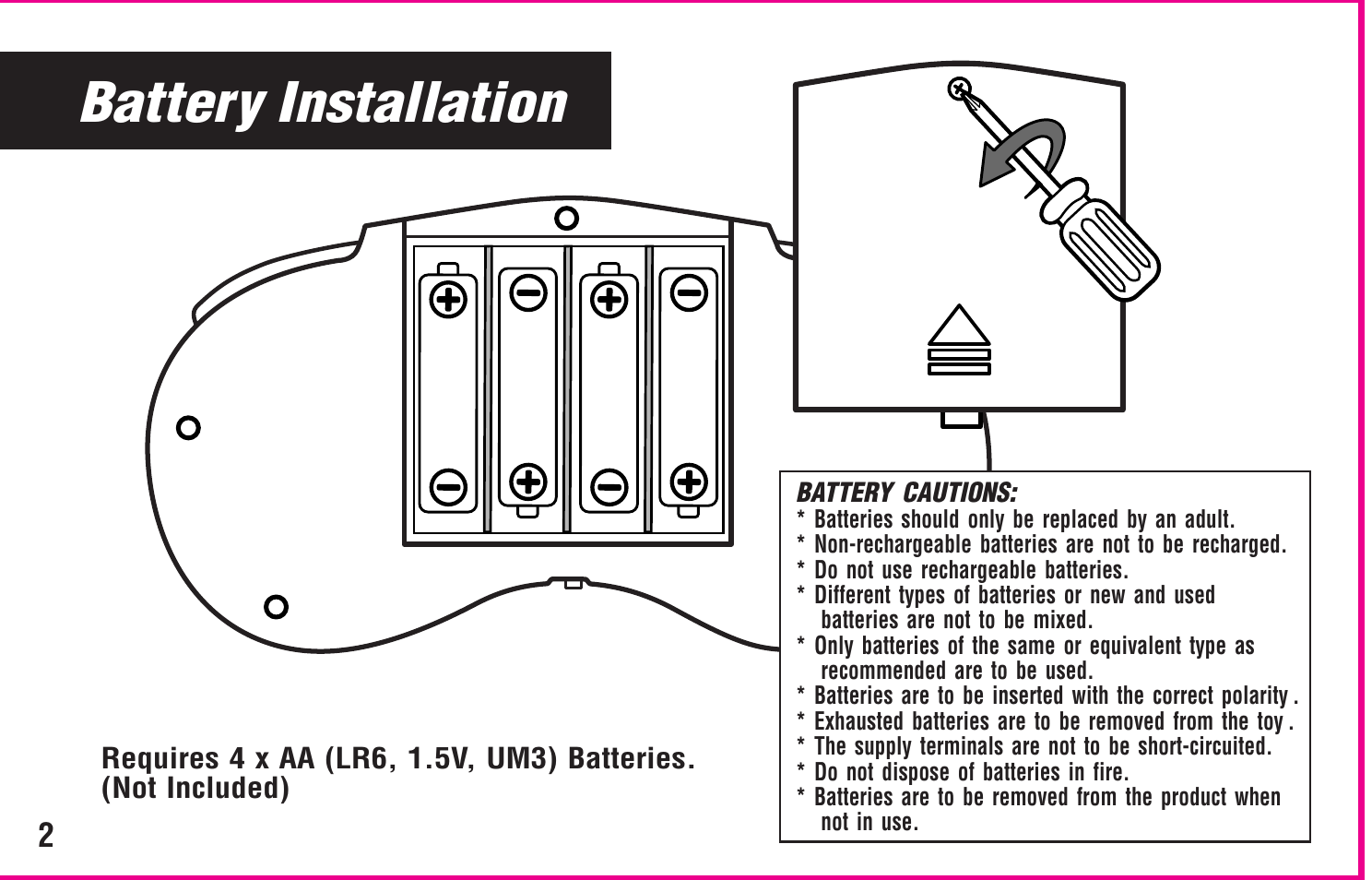 Battery installation | Intellivision Productions 10Video User Manual | Page 4 / 20