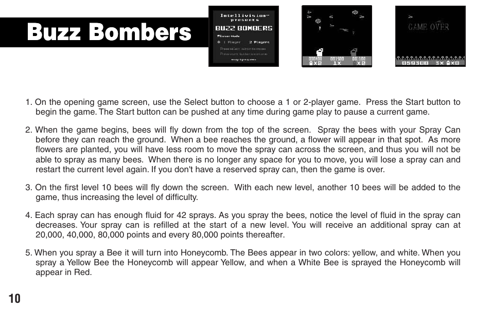 Buzz bombers | Intellivision Productions X2 User Manual | Page 12 / 28
