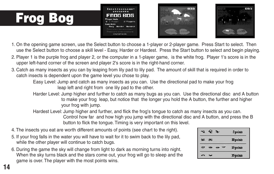 Frog bog | Intellivision Productions X2 User Manual | Page 16 / 28