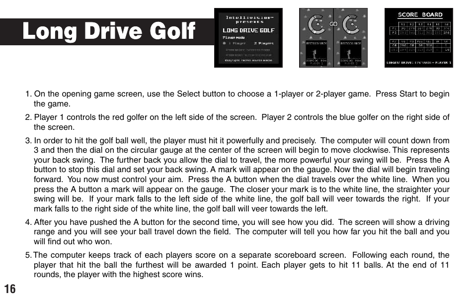 Long drive golf | Intellivision Productions X2 User Manual | Page 18 / 28