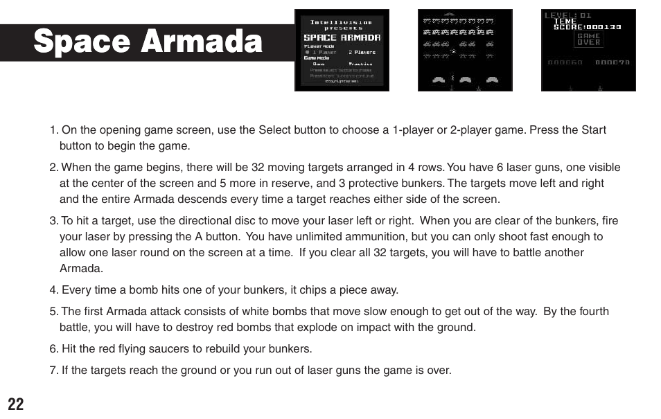 Space armada | Intellivision Productions X2 User Manual | Page 24 / 28