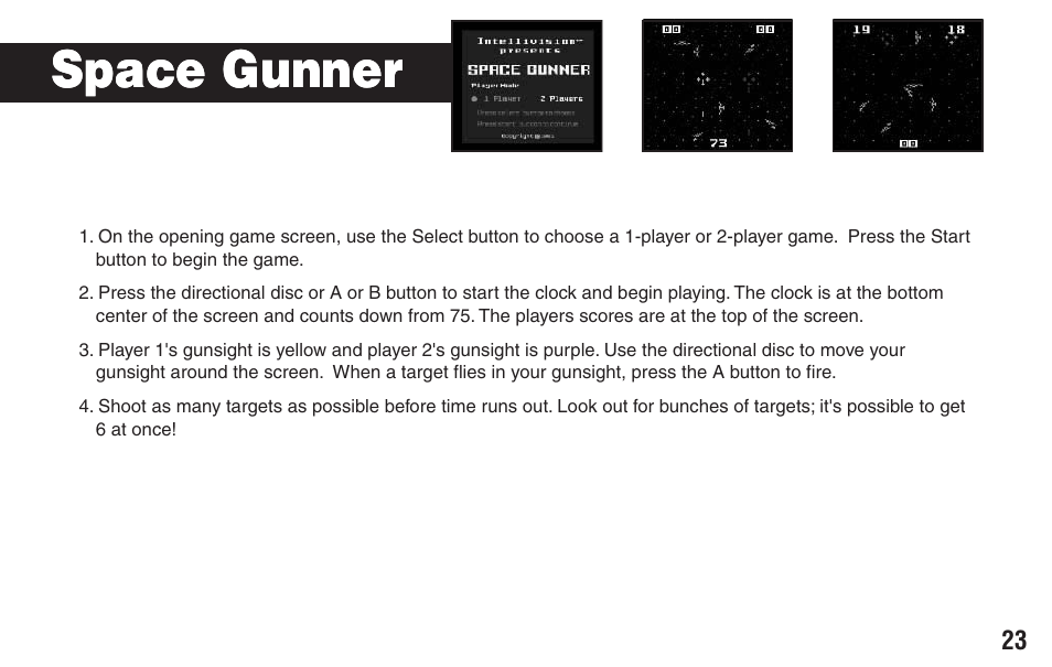 Space gunner | Intellivision Productions X2 User Manual | Page 25 / 28