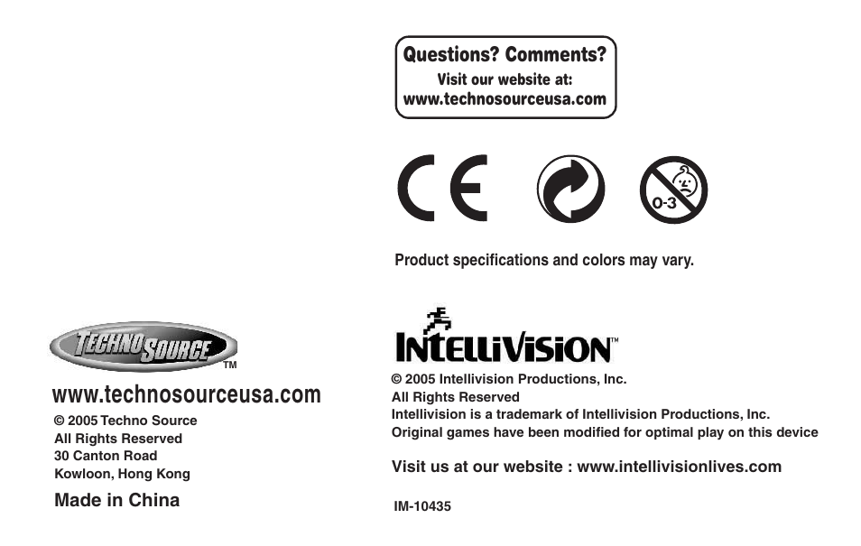 Questions? comments | Intellivision Productions X2 User Manual | Page 28 / 28