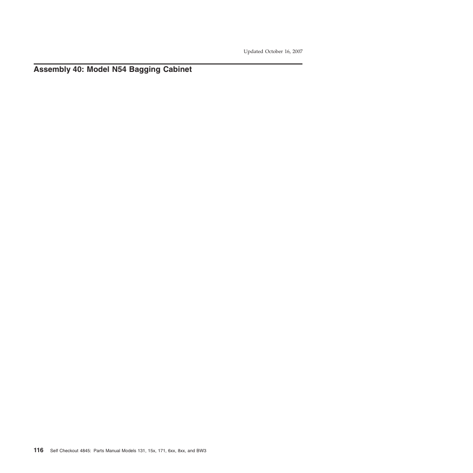 Assembly 40: model n54 bagging cabinet, Assembly, Model | Bagging, Cabinet | IBM 8xx User Manual | Page 128 / 156