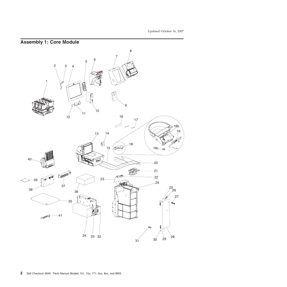 Assembly 1: core module, Assembly, Core | Module | IBM 8xx User Manual | Page 14 / 156