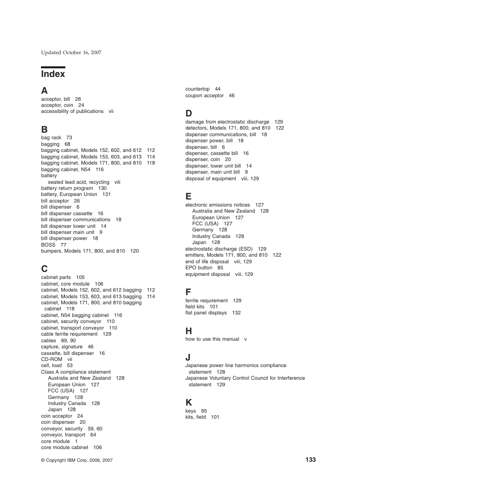 Index | IBM 8xx User Manual | Page 145 / 156