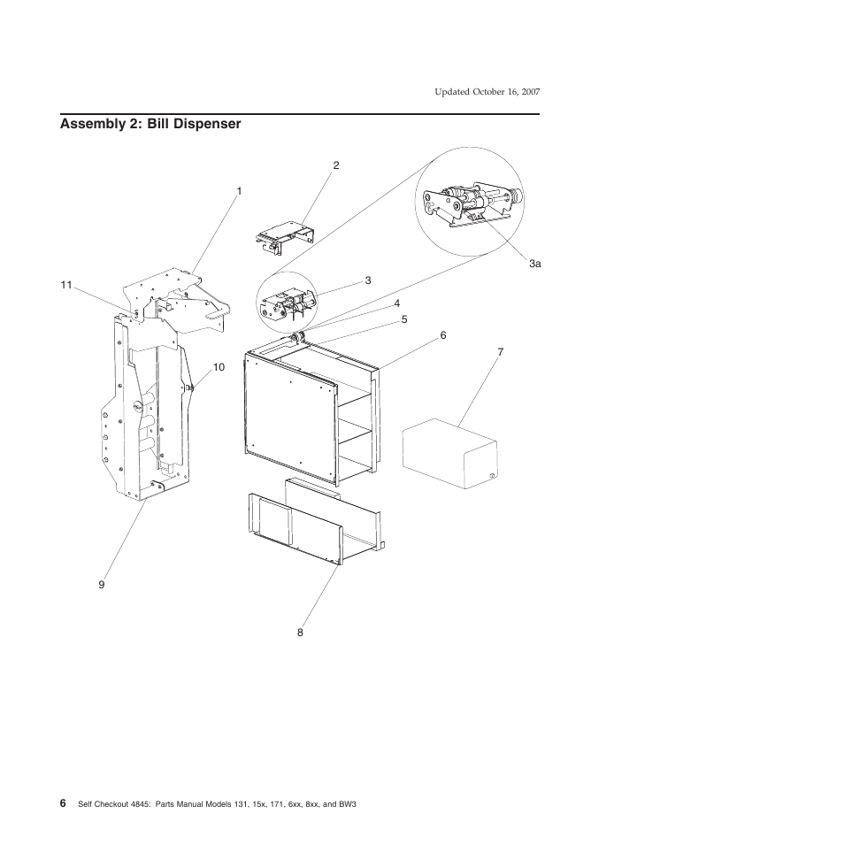 Assembly 2: bill dispenser, Assembly, Bill | Dispenser | IBM 8xx User Manual | Page 18 / 156