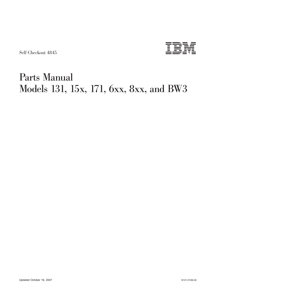 Parts, Manual, Models | IBM 8xx User Manual | Page 3 / 156