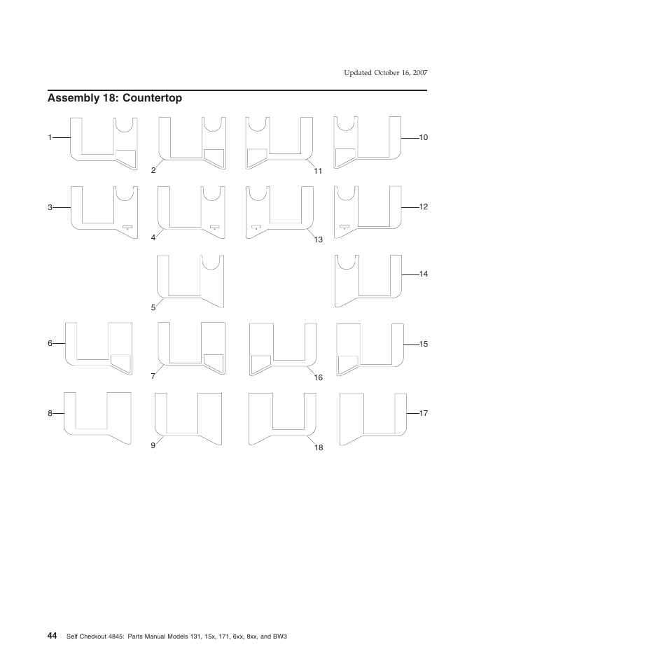 Assembly 18: countertop, Assembly, Countertop | IBM 8xx User Manual | Page 56 / 156