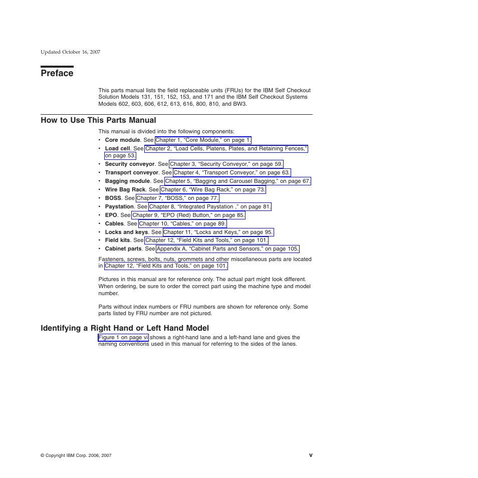 Preface, How to use this parts manual, Identifying a right hand or left hand model | This, Parts, Manual, Identifying, Right, Hand, Left | IBM 8xx User Manual | Page 7 / 156