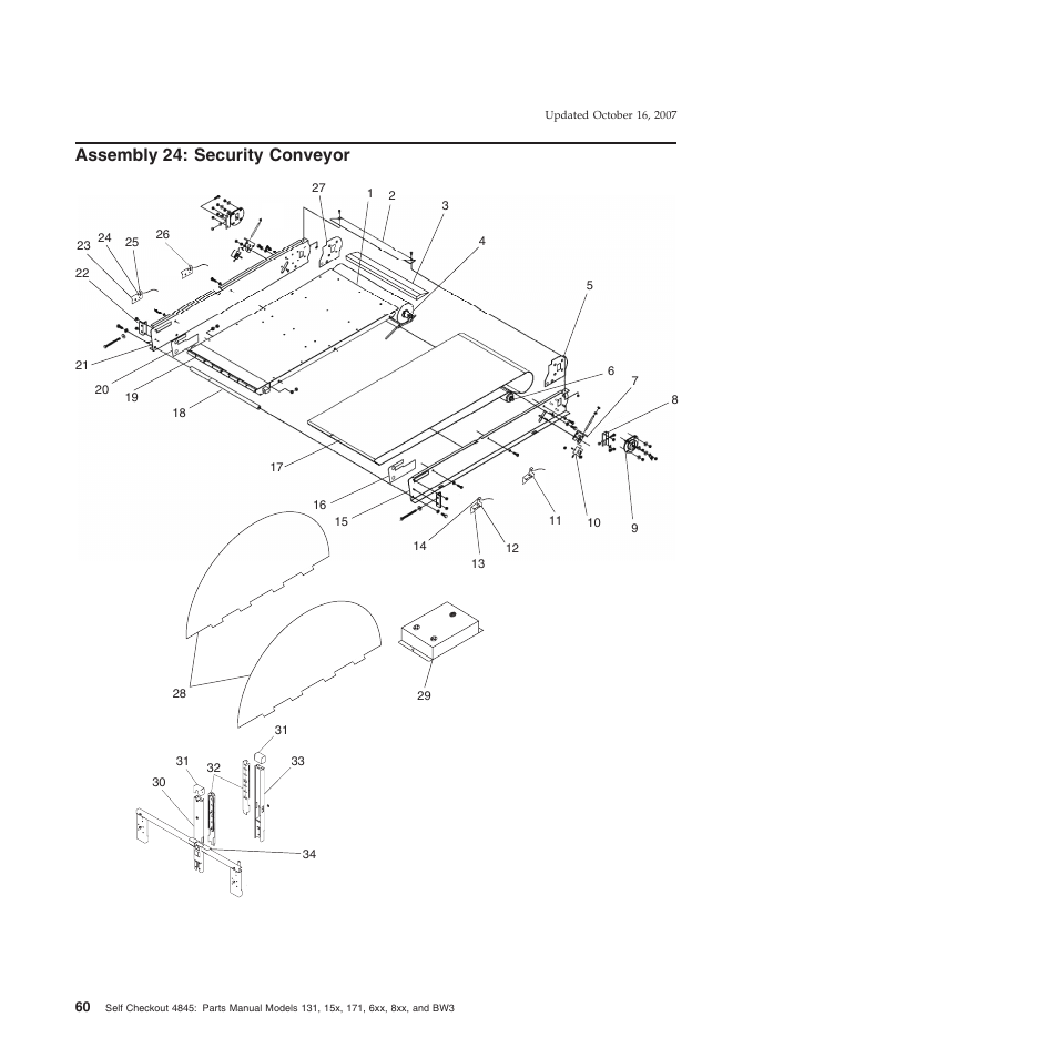Assembly 24: security conveyor, Assembly, Security | Conveyor | IBM 8xx User Manual | Page 72 / 156