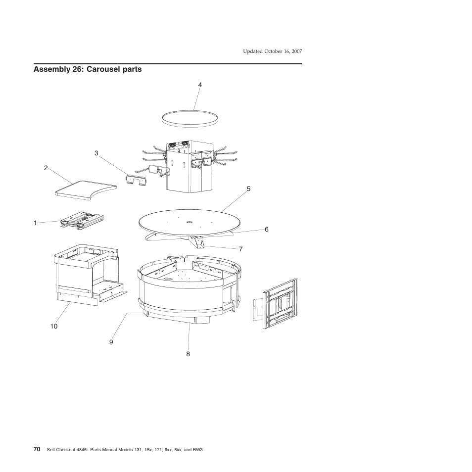 Assembly 26: carousel parts, Assembly, Carousel | Parts | IBM 8xx User Manual | Page 82 / 156