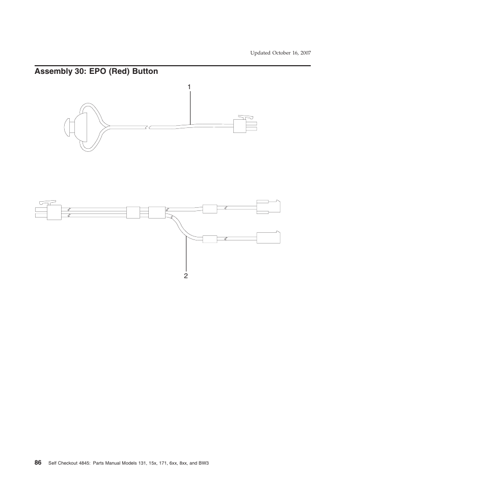 Assembly 30: epo (red) button, Assembly, Red) | Button | IBM 8xx User Manual | Page 98 / 156