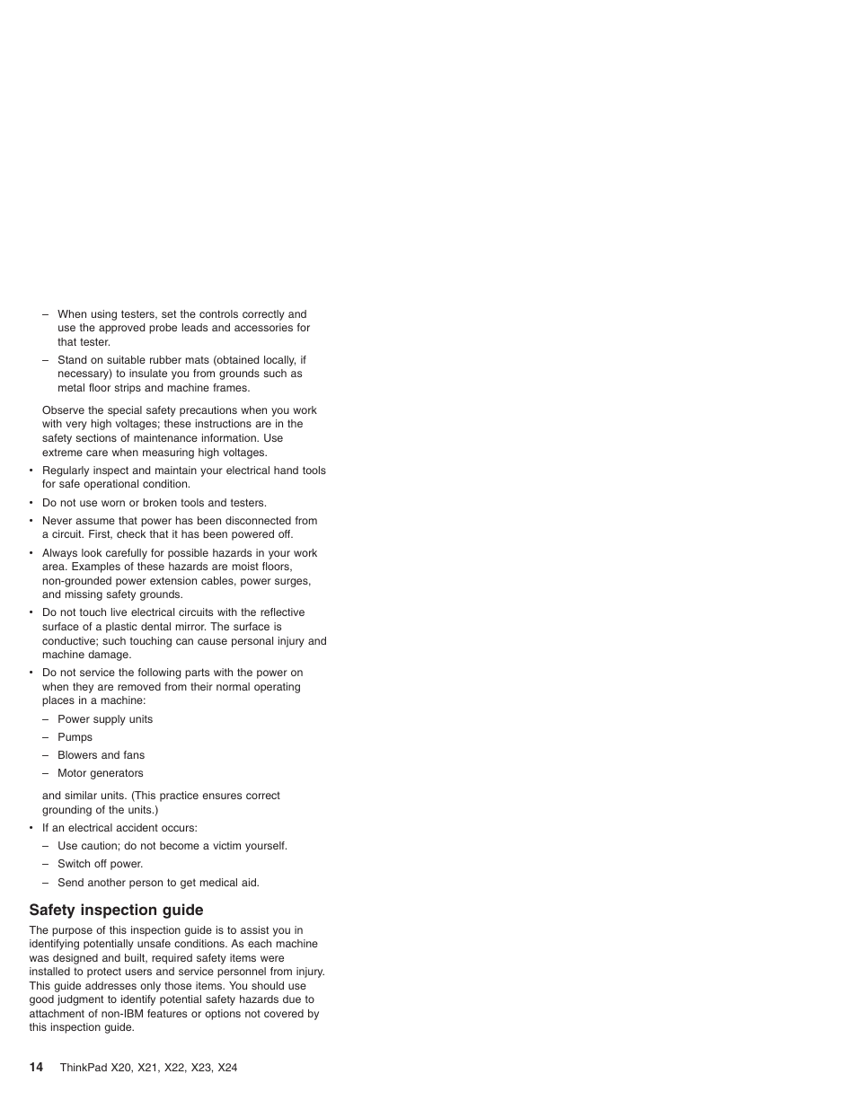 Safety inspection guide | IBM X23 User Manual | Page 18 / 141
