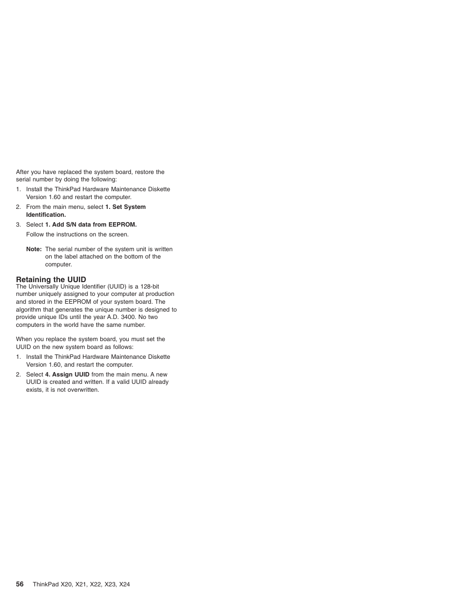 Retaining the uuid | IBM X23 User Manual | Page 60 / 141