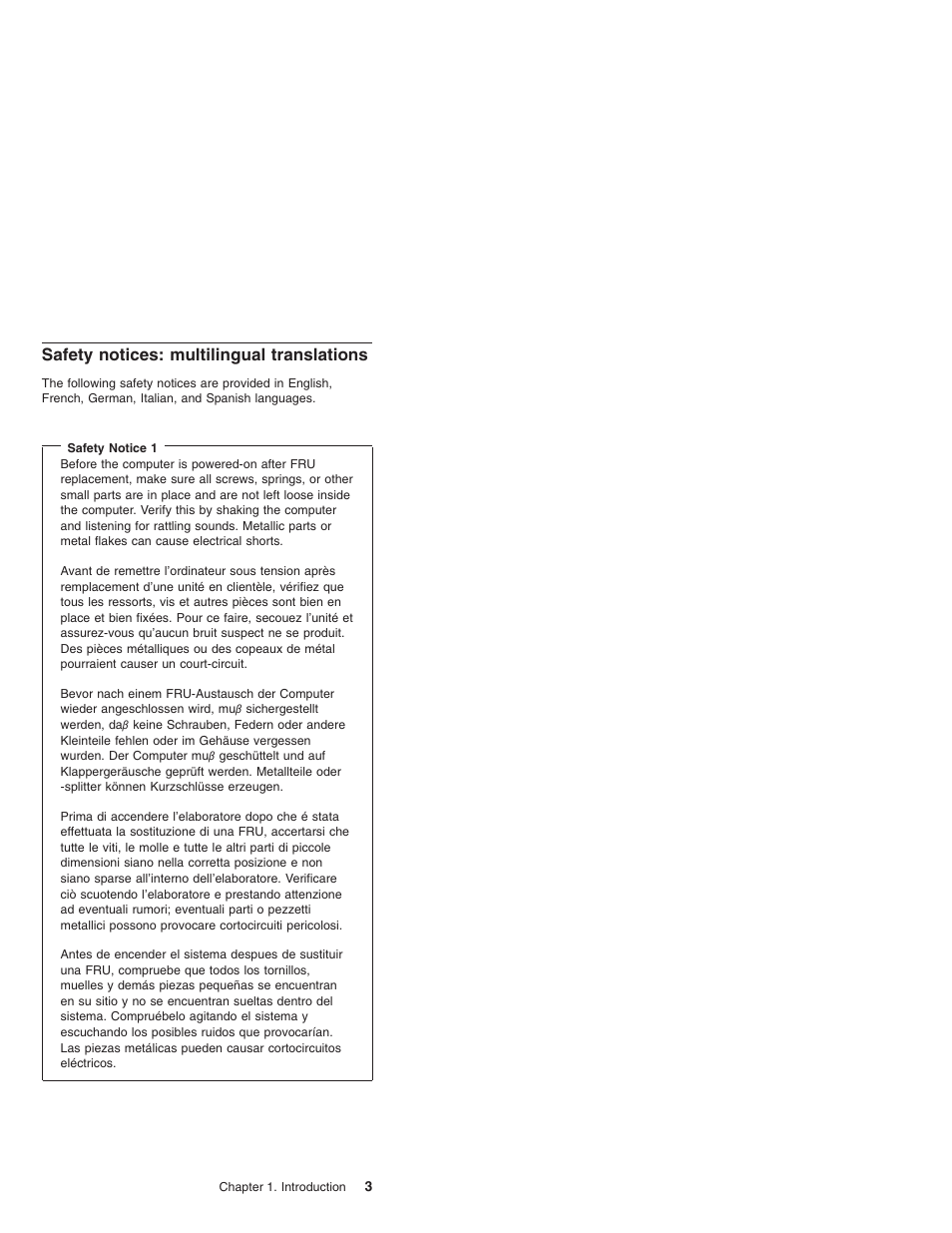 Safety notices: multilingual translations | IBM X23 User Manual | Page 7 / 141