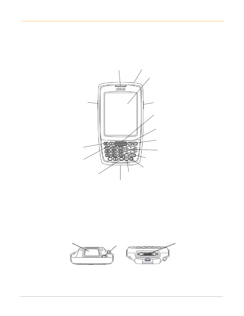 Xm60 user manual, Hardware overview, Top view bottom view | IBM Janam XM60 User Manual | Page 6 / 49