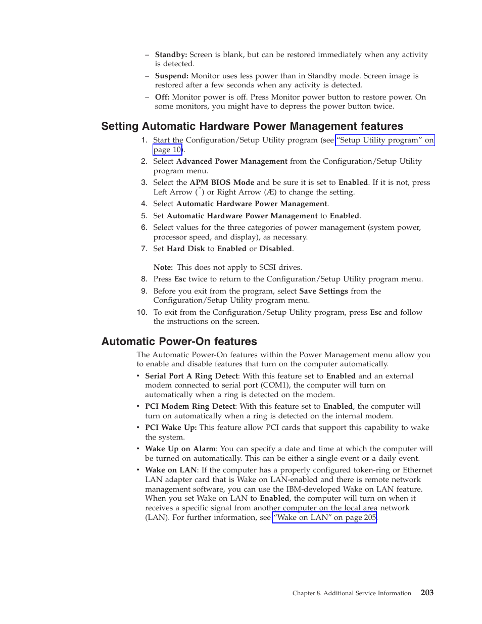 Automatic power-on features | IBM 6341 User Manual | Page 211 / 252