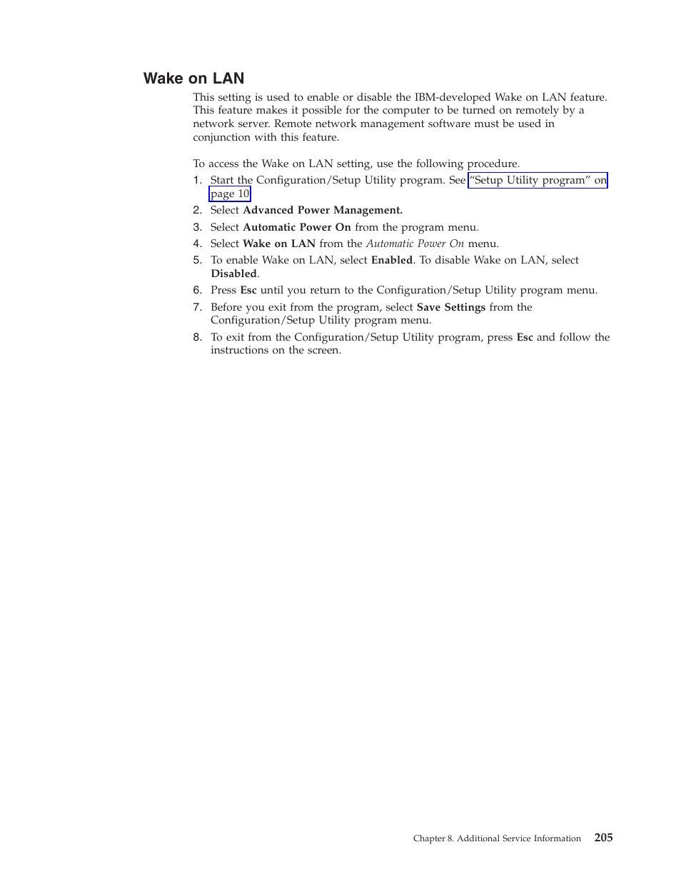 Wake on lan | IBM 6341 User Manual | Page 213 / 252