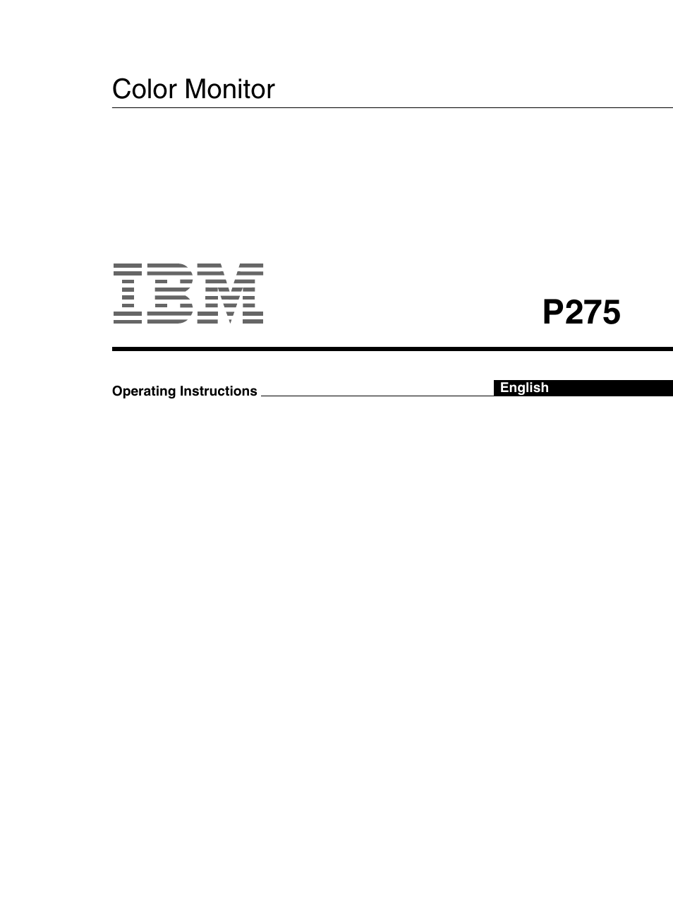 IBM P275 User Manual | 23 pages