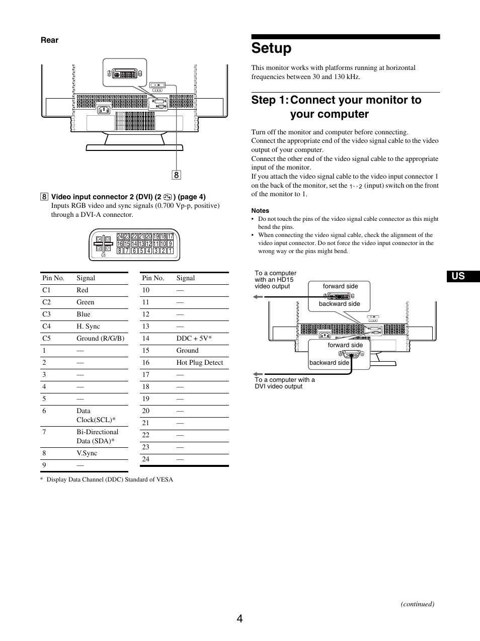 Setup, Step 1: connect your monitor to your computer, Step 1 | IBM P275 User Manual | Page 6 / 23
