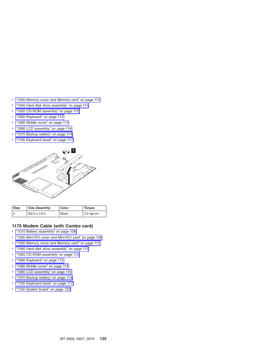 1170 modem cable (with combo card) | IBM R31 User Manual | Page 131 / 235