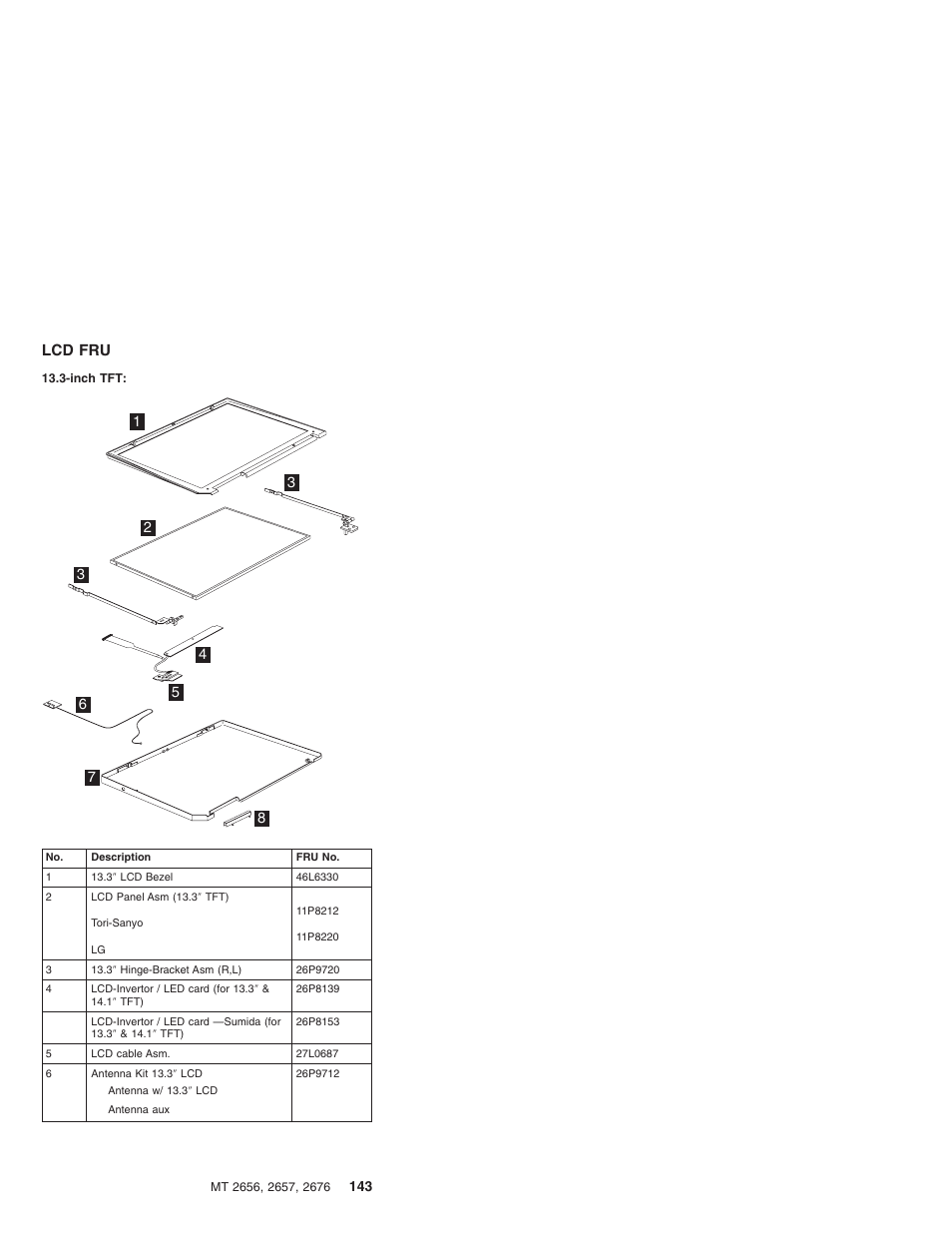 Lcd fru | IBM R31 User Manual | Page 149 / 235