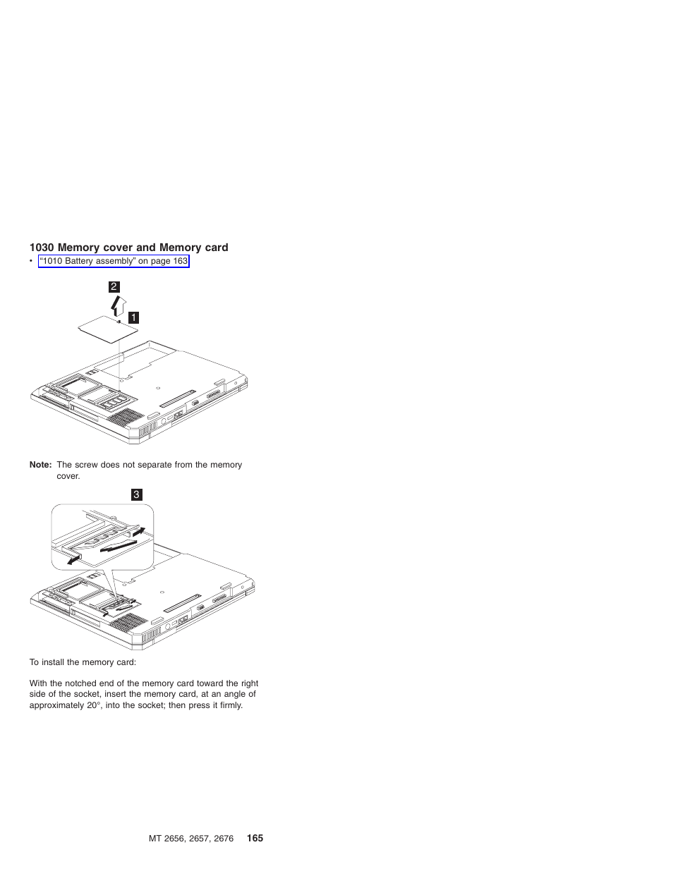 1030 memory cover and memory card | IBM R31 User Manual | Page 171 / 235