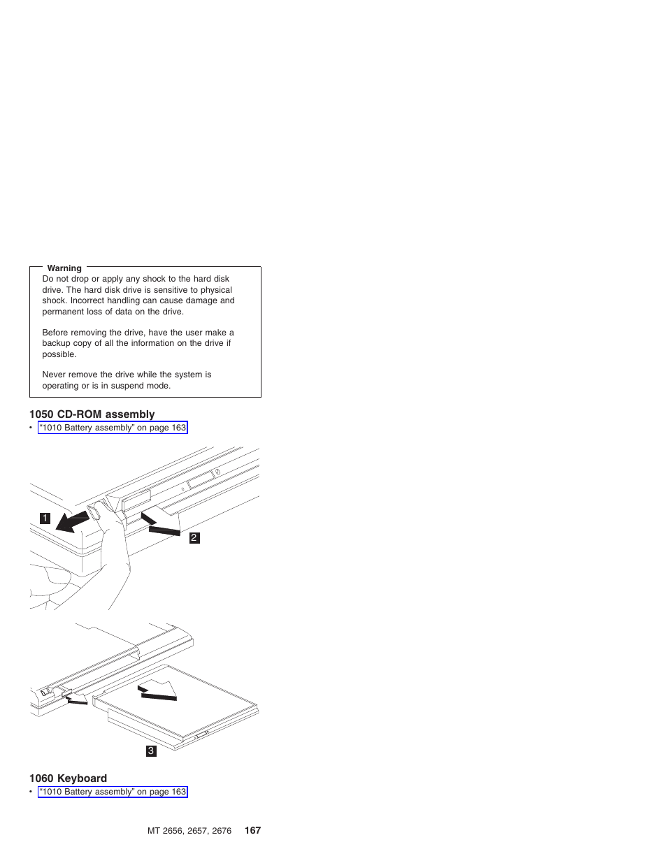 1050 cd-rom assembly, 1060 keyboard | IBM R31 User Manual | Page 173 / 235