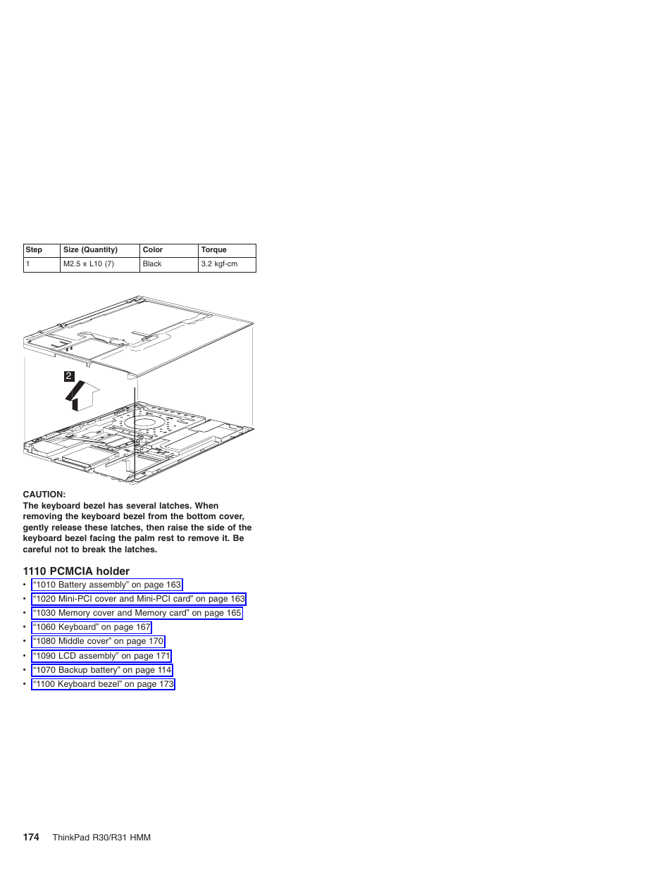 1110 pcmcia holder | IBM R31 User Manual | Page 180 / 235