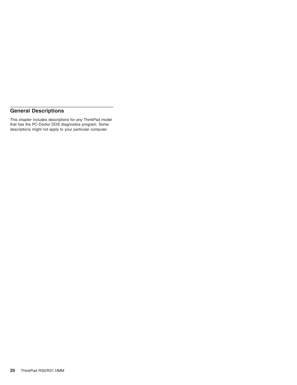 General descriptions | IBM R31 User Manual | Page 26 / 235