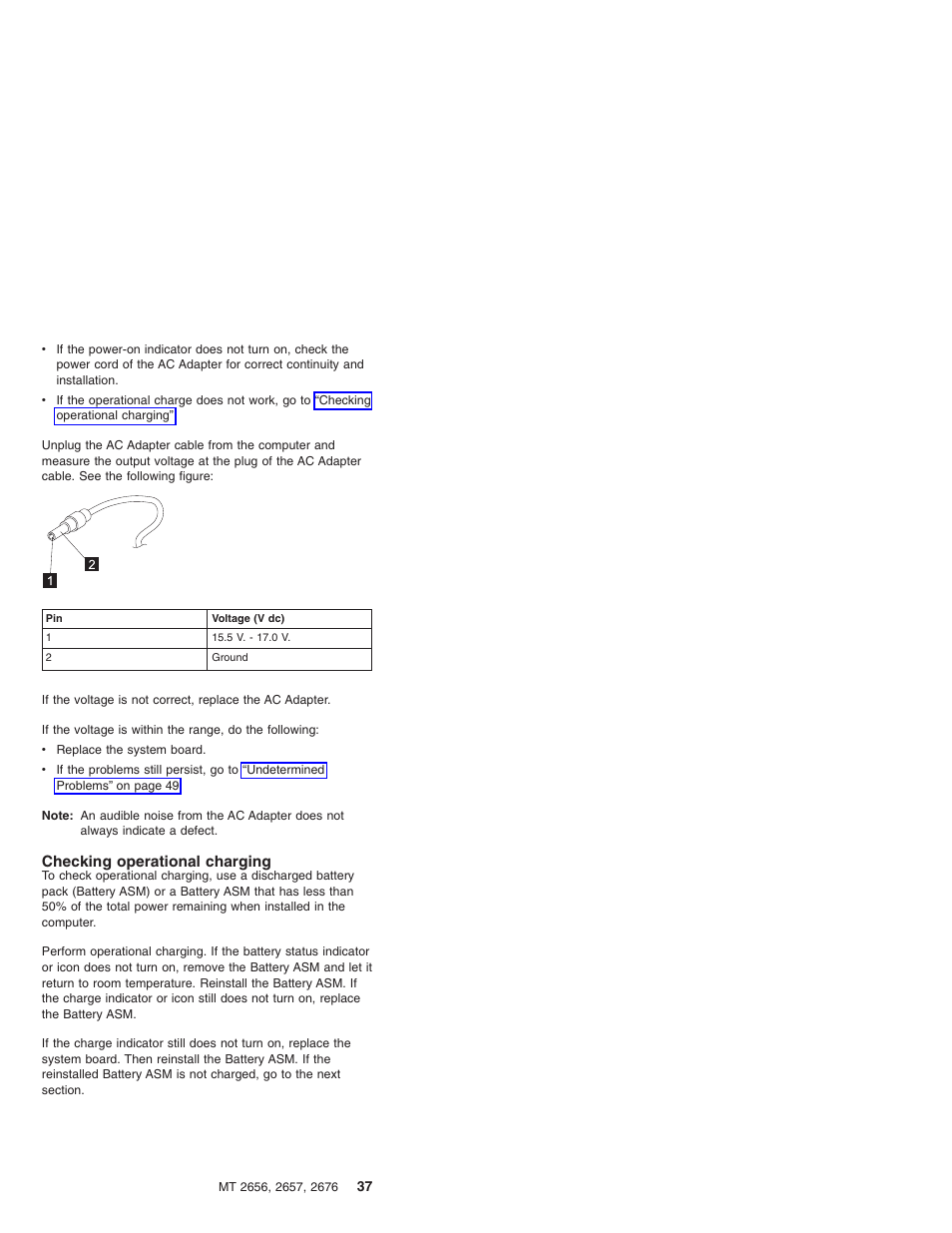 Checking operational charging | IBM R31 User Manual | Page 43 / 235