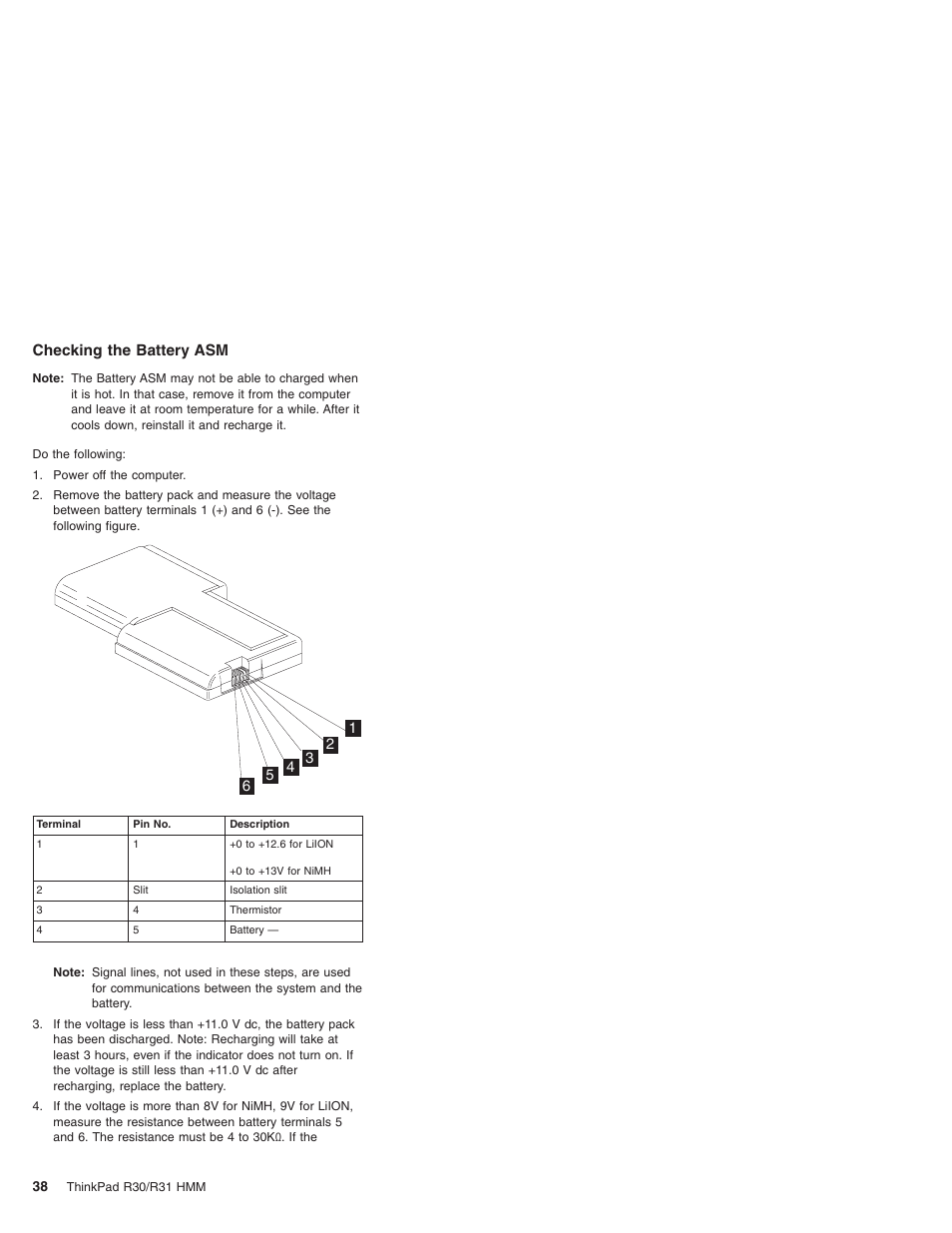 Checking the battery asm | IBM R31 User Manual | Page 44 / 235