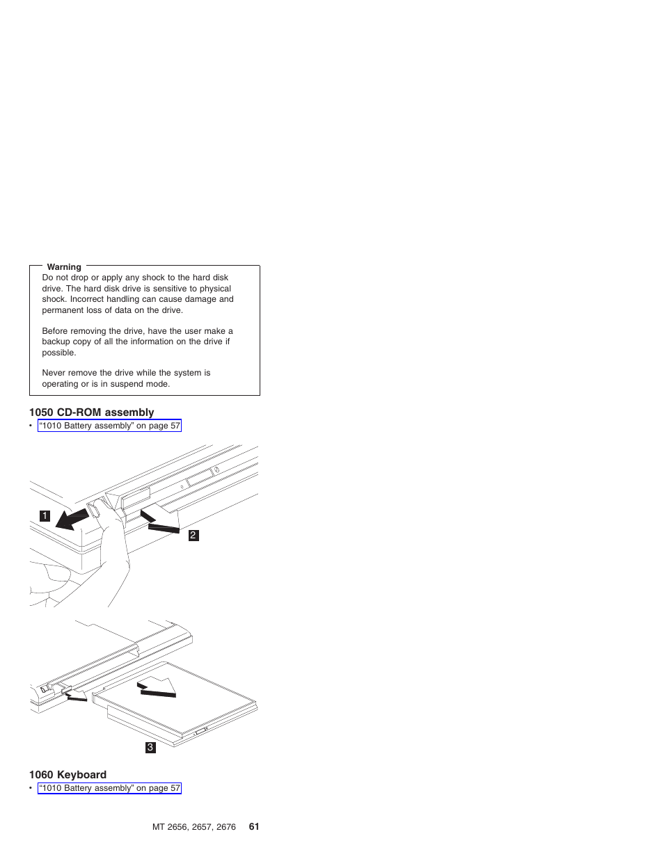 1050 cd-rom assembly, 1060 keyboard | IBM R31 User Manual | Page 67 / 235