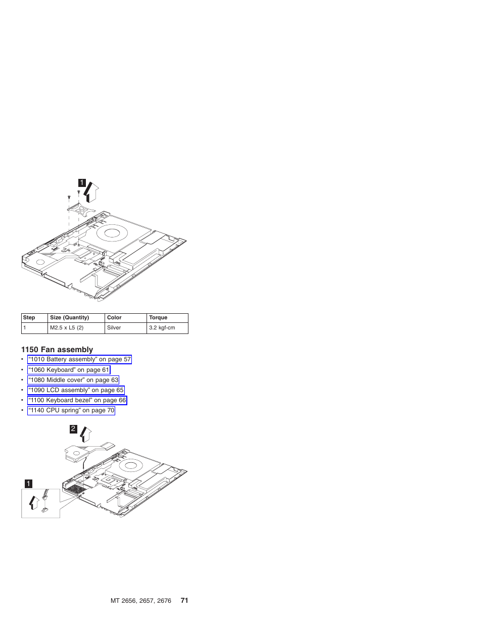 1150 fan assembly | IBM R31 User Manual | Page 77 / 235