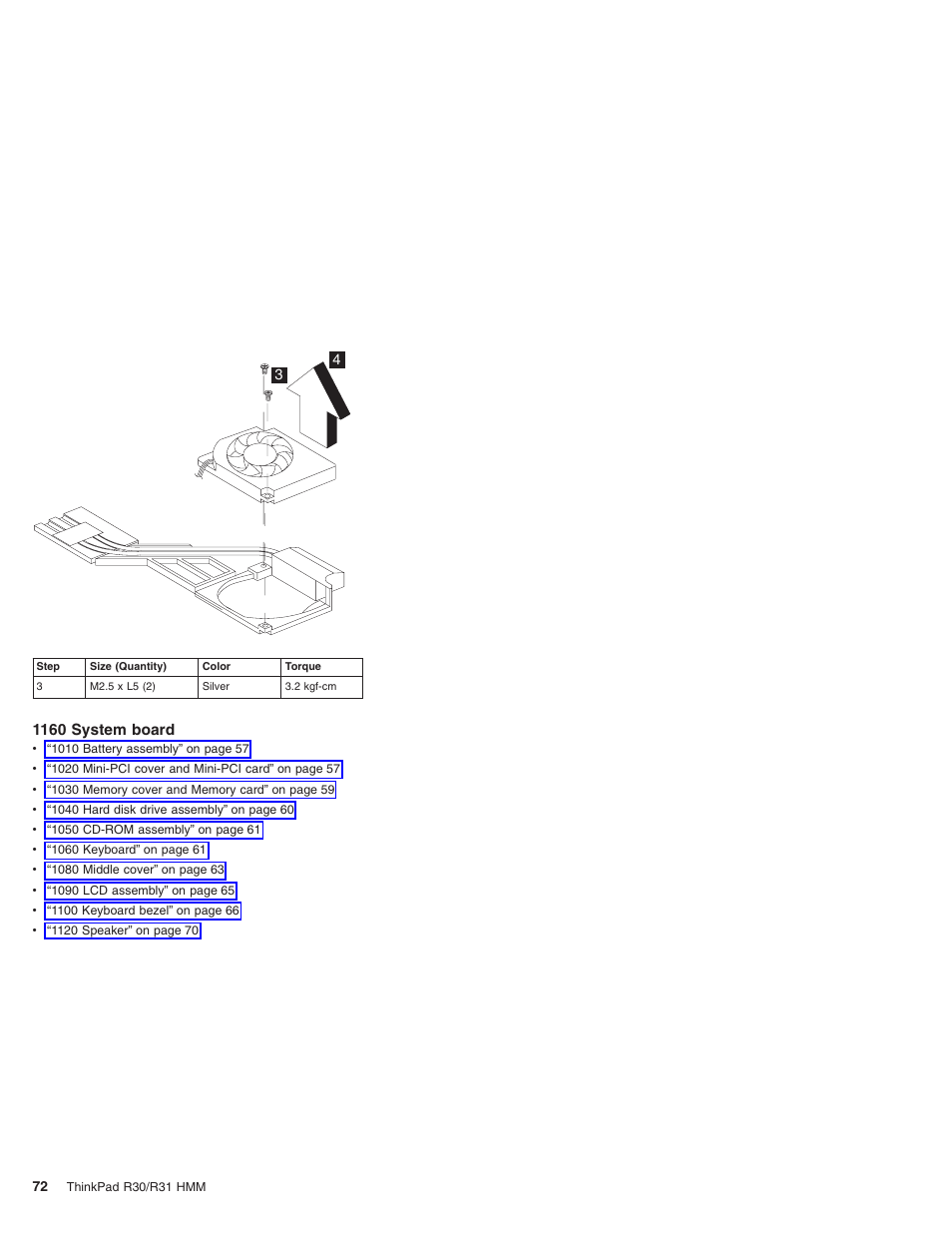 1160 system board | IBM R31 User Manual | Page 78 / 235