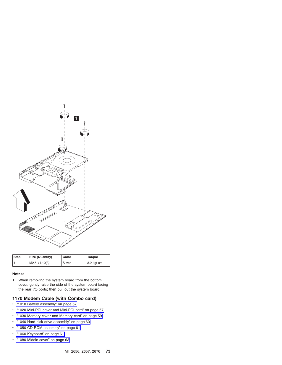 1170 modem cable (with combo card) | IBM R31 User Manual | Page 79 / 235