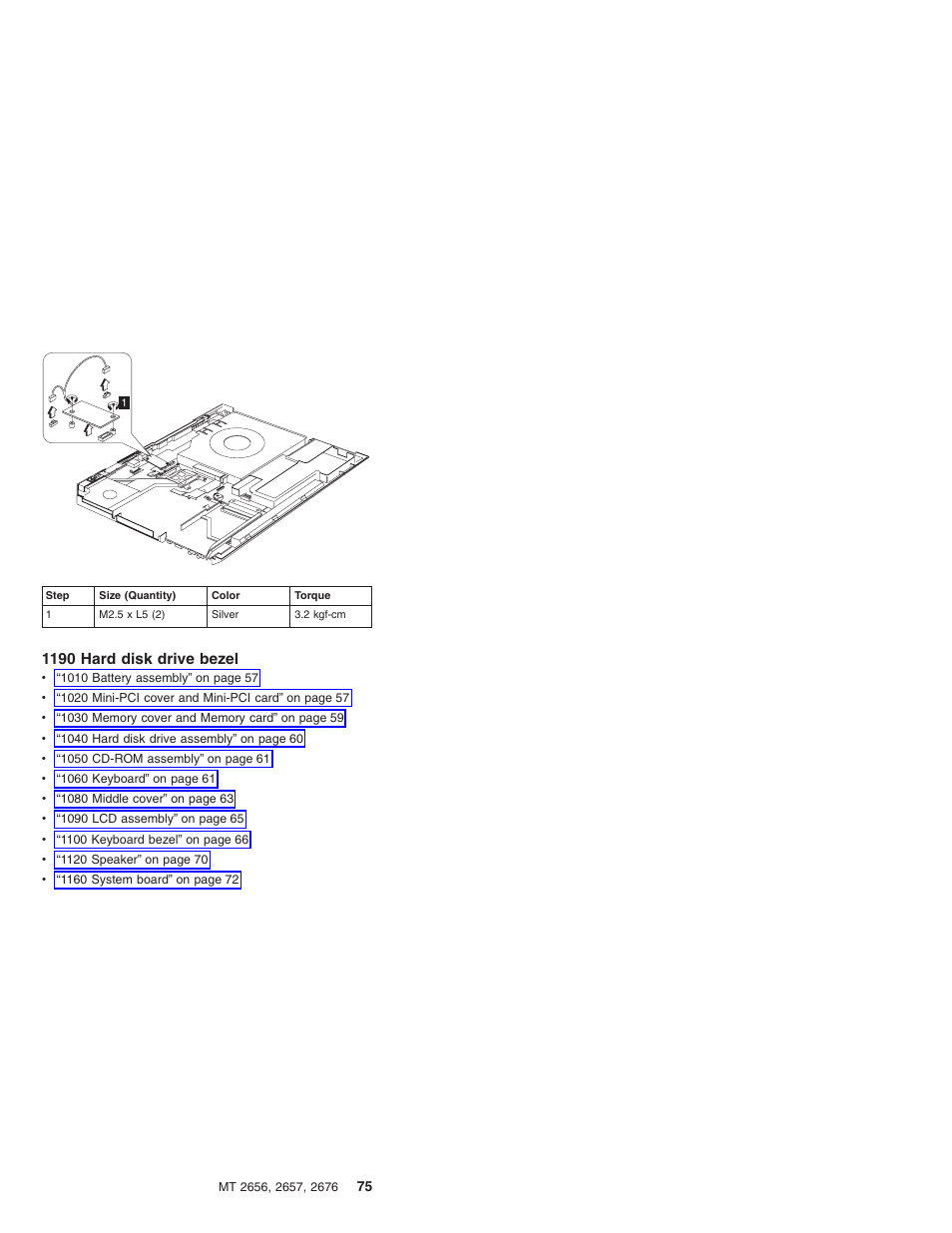 1190 hard disk drive bezel | IBM R31 User Manual | Page 81 / 235