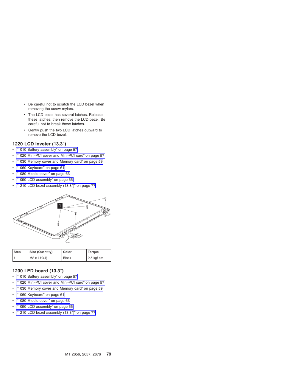 1220 lcd inveter (13.3"), 1230 led board (13.3") | IBM R31 User Manual | Page 85 / 235