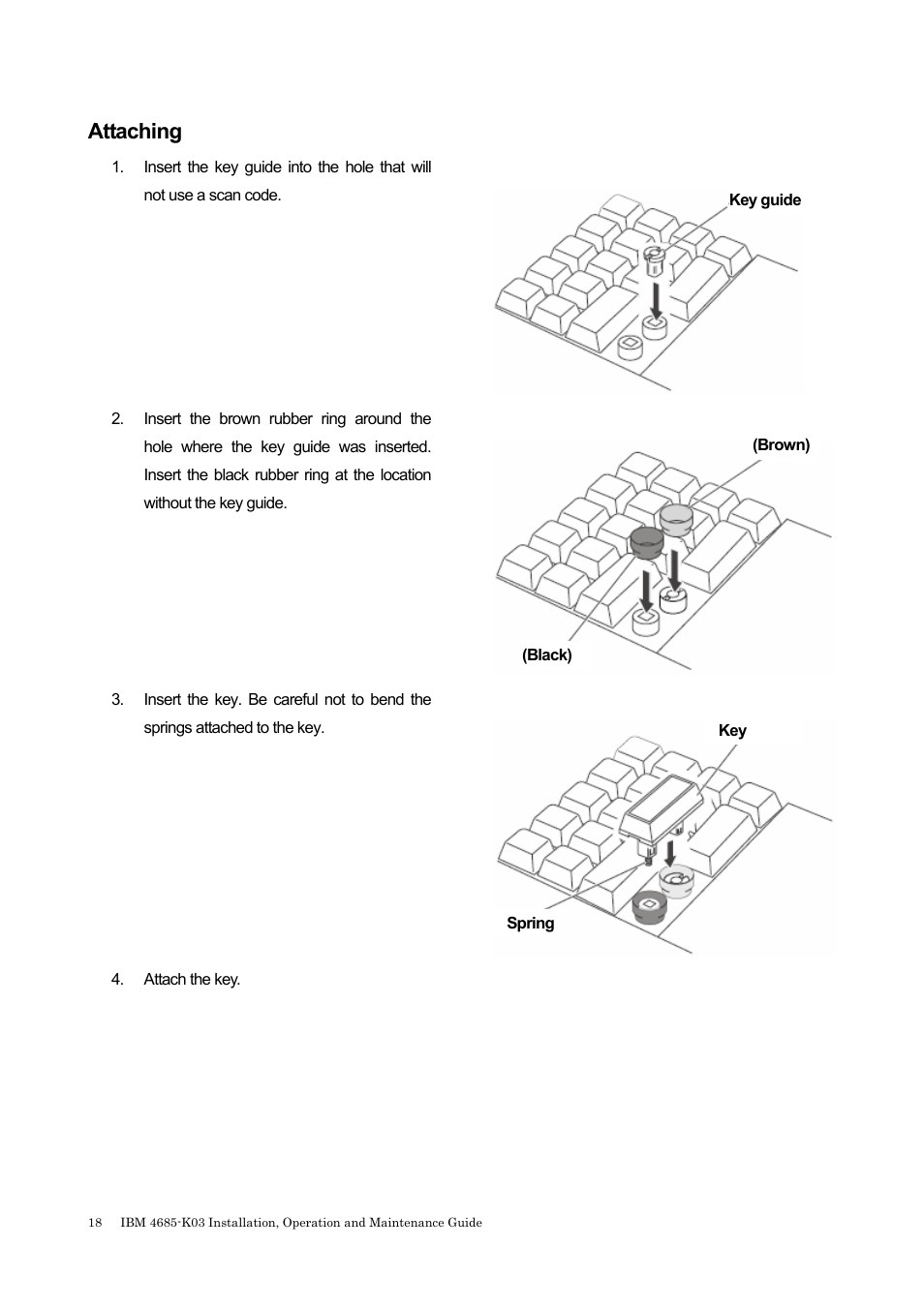 Ttaching, Attaching | IBM 4685-K03 User Manual | Page 34 / 50
