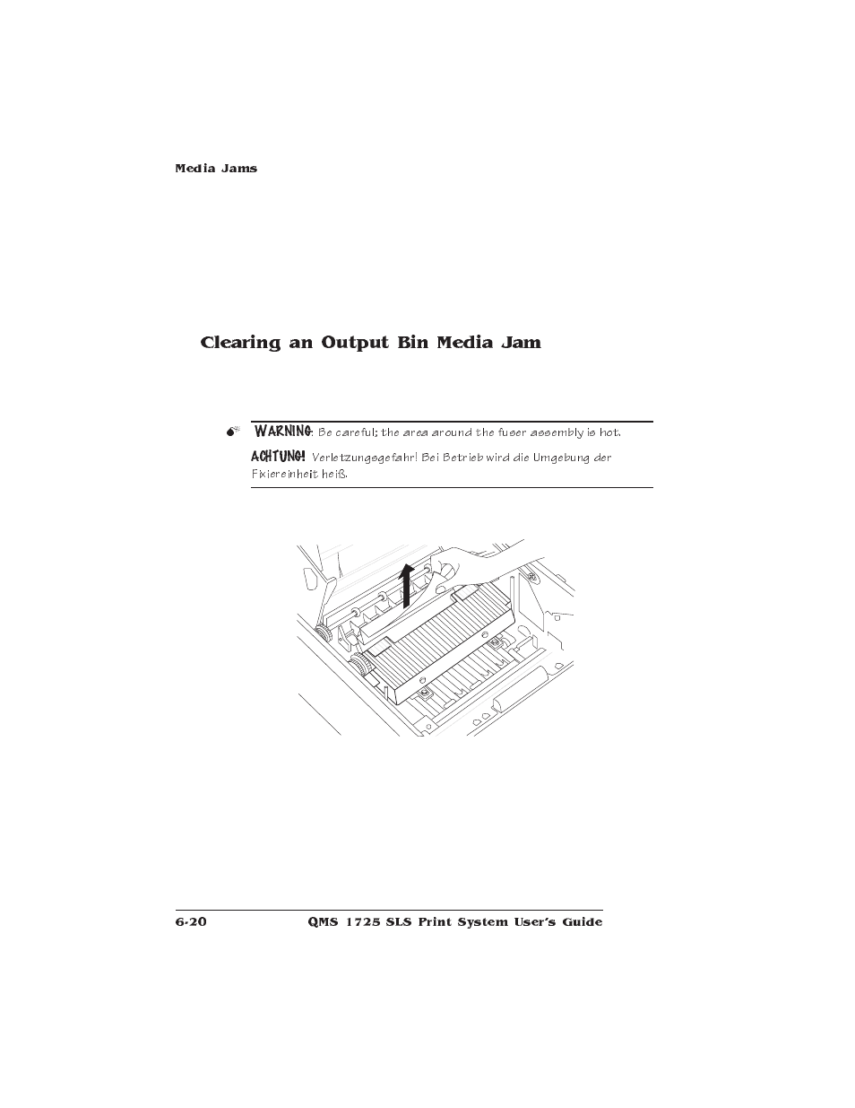 Clearing an output bin media jam | IBM 1725 SLS User Manual | Page 166 / 328