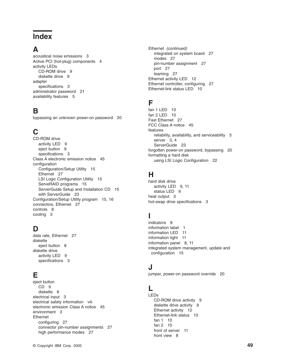 Index | IBM xSeries 235 User Manual | Page 61 / 66