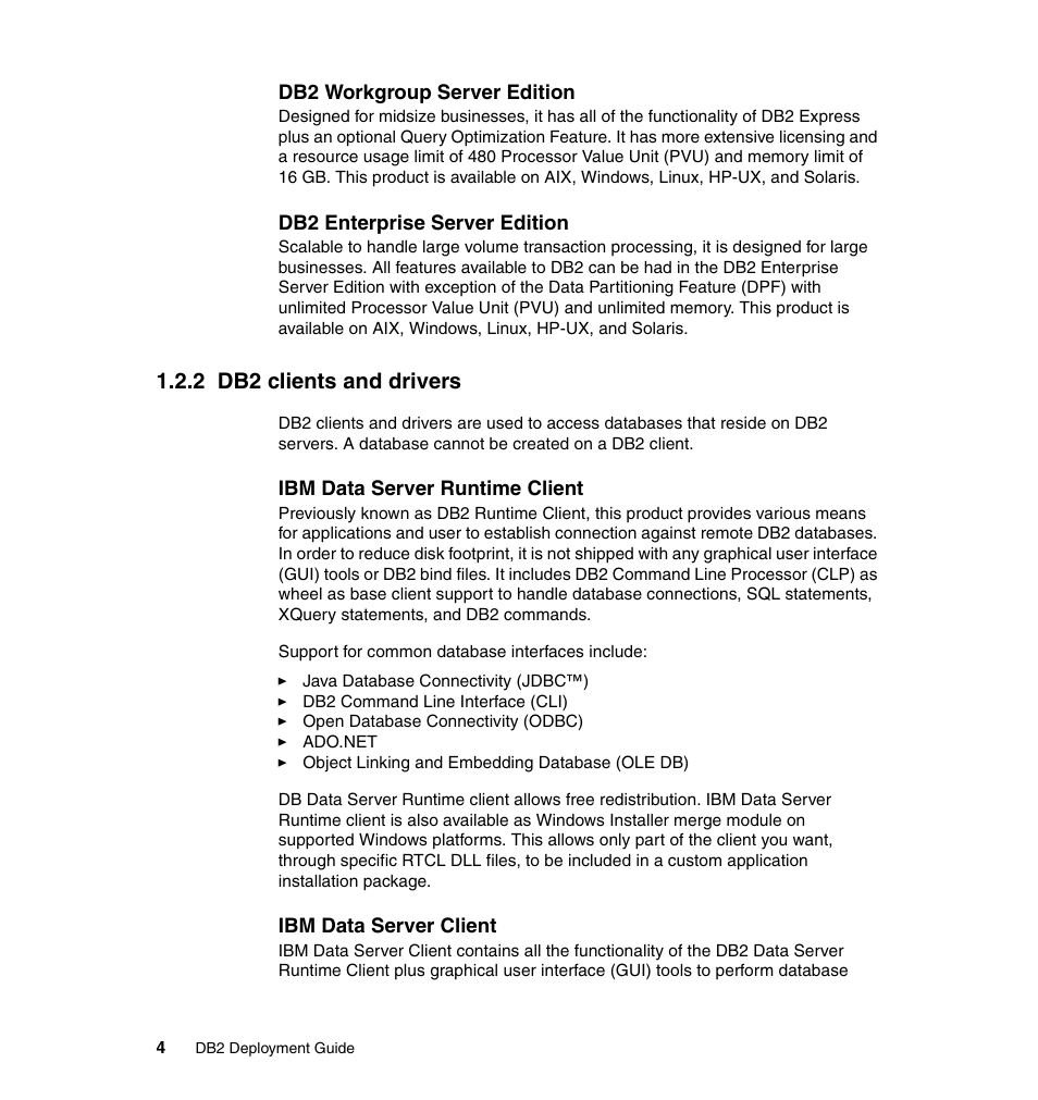 2 db2 clients and drivers | IBM Data Server DB2 User Manual | Page 18 / 298