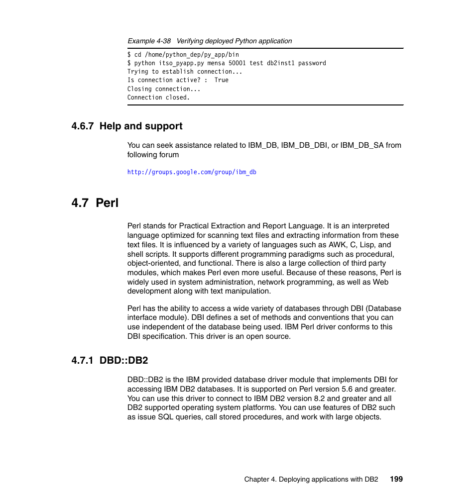 7 help and support, 7 perl, 1 dbd::db2 | IBM Data Server DB2 User Manual | Page 213 / 298