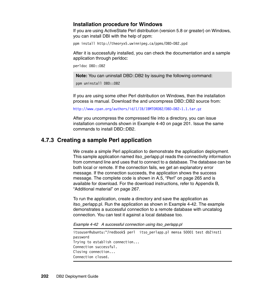 3 creating a sample perl application | IBM Data Server DB2 User Manual | Page 216 / 298