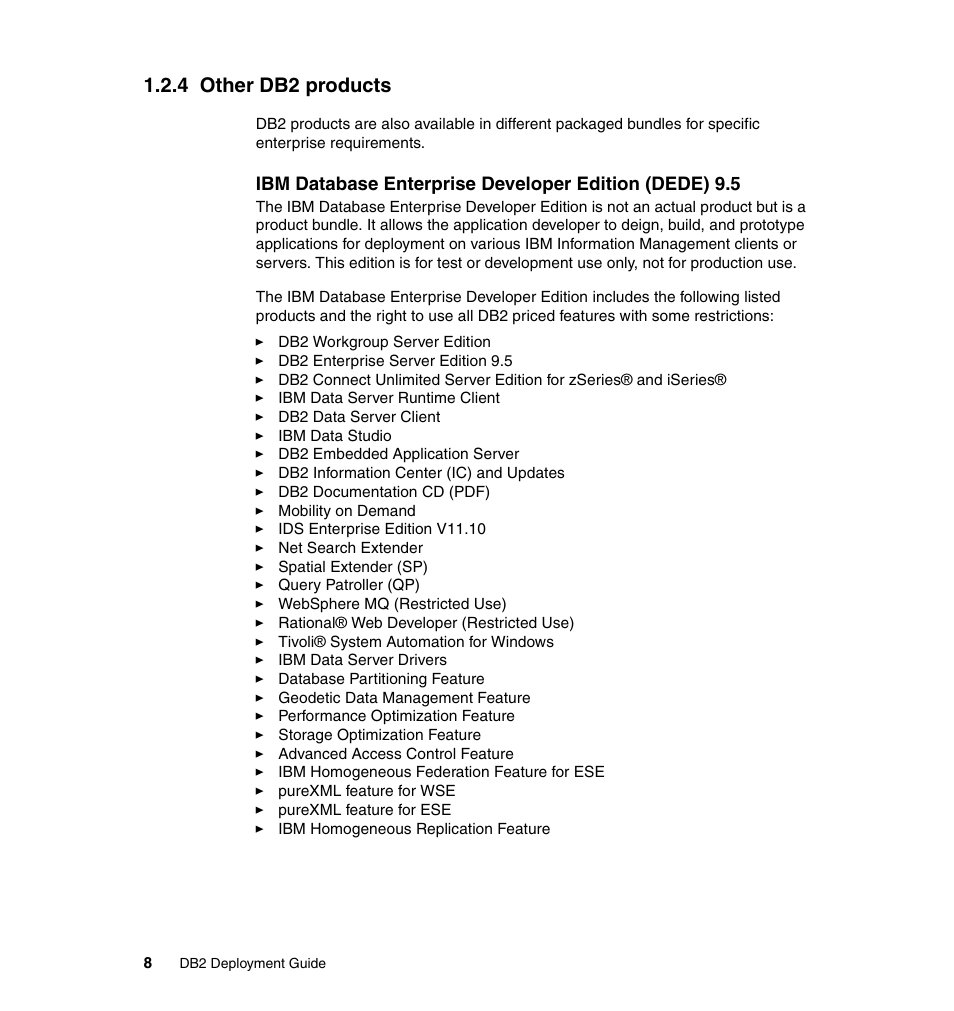 4 other db2 products | IBM Data Server DB2 User Manual | Page 22 / 298